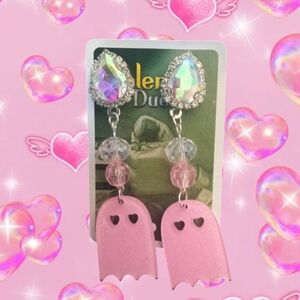 Pink Ghost Dangle Earrings